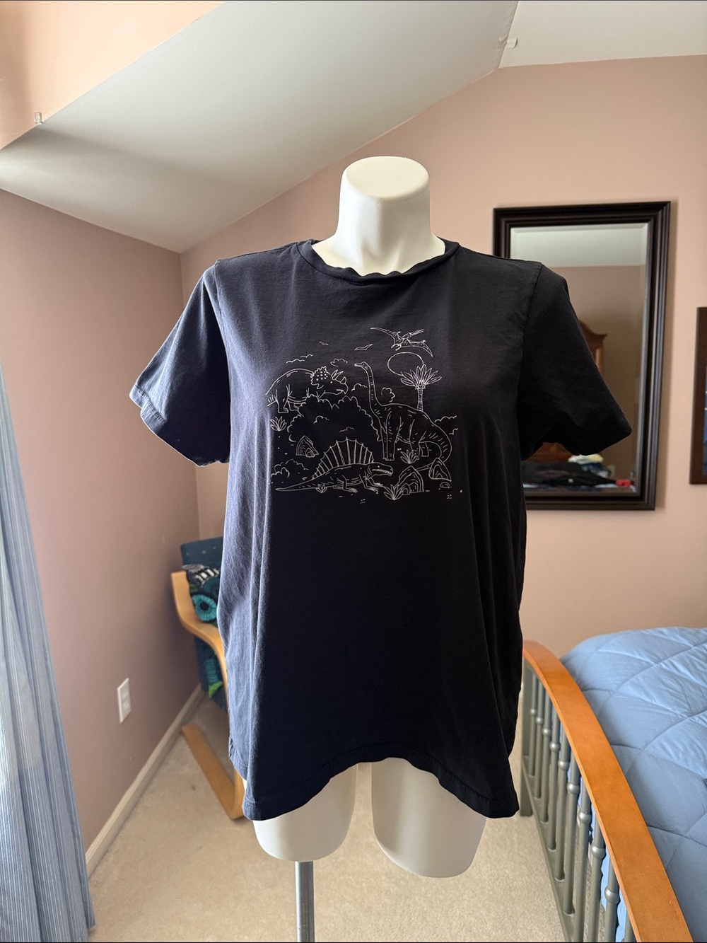 Modcloth Black Short-Sleeve Dinosaur Graphic Tee